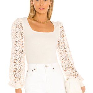 LIKE NEW BCBG Lace Sleeve Bodysuit (M)